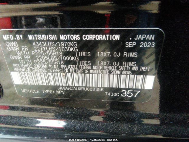 Photo 8 VIN: JA4ARUAUXRU002356 - MITSUBISHI OUTLANDER SPORT 