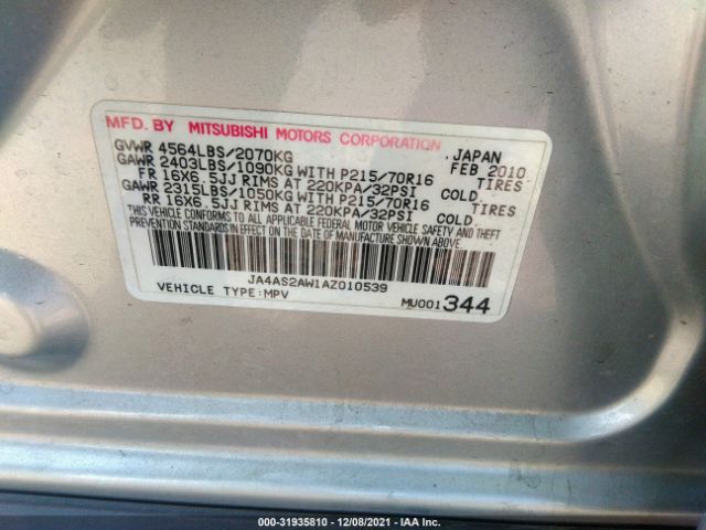 Photo 8 VIN: JA4AS2AW1AZ010539 - MITSUBISHI OUTLANDER 