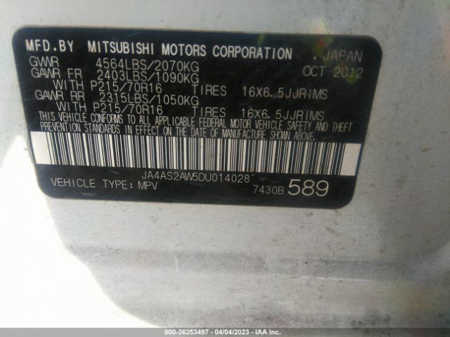 Photo 8 VIN: JA4AS2AW5DU014028 - MITSUBISHI OUTLANDER 