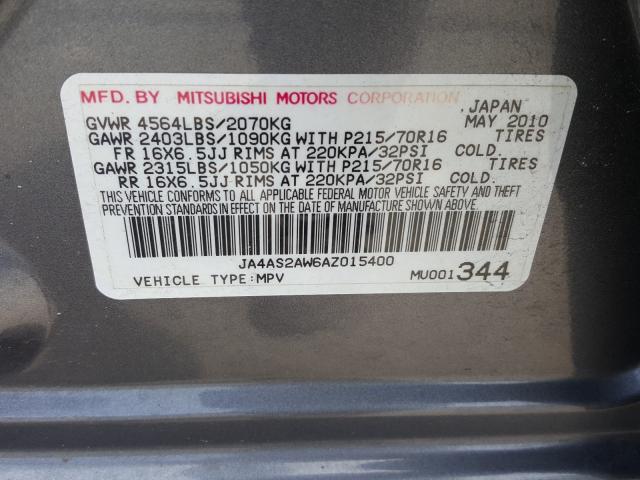 Photo 9 VIN: JA4AS2AW6AZ015400 - MITSUBISHI OUTLANDER 