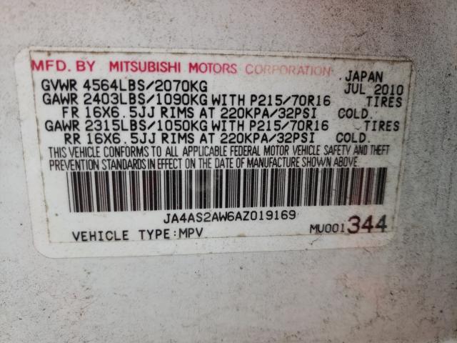 Photo 9 VIN: JA4AS2AW6AZ019169 - MITSUBISHI OUTLANDER 