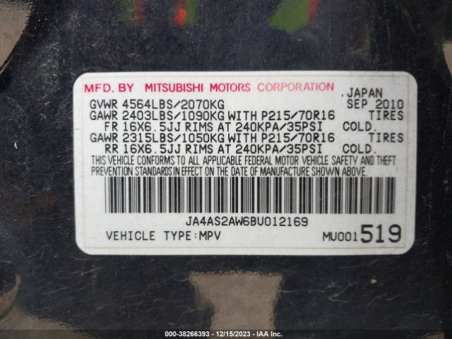 Photo 8 VIN: JA4AS2AW6BU012169 - MITSUBISHI OUTLANDER 