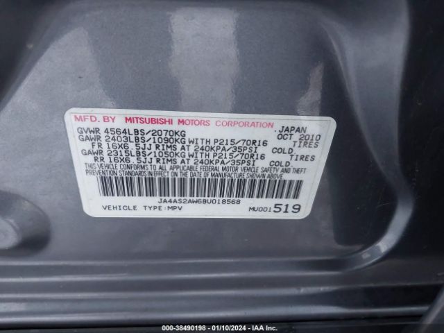 Photo 8 VIN: JA4AS2AW6BU018568 - MITSUBISHI OUTLANDER 