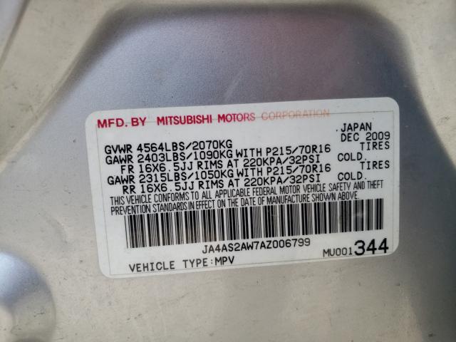 Photo 9 VIN: JA4AS2AW7AZ006799 - MITSUBISHI OUTLANDER 