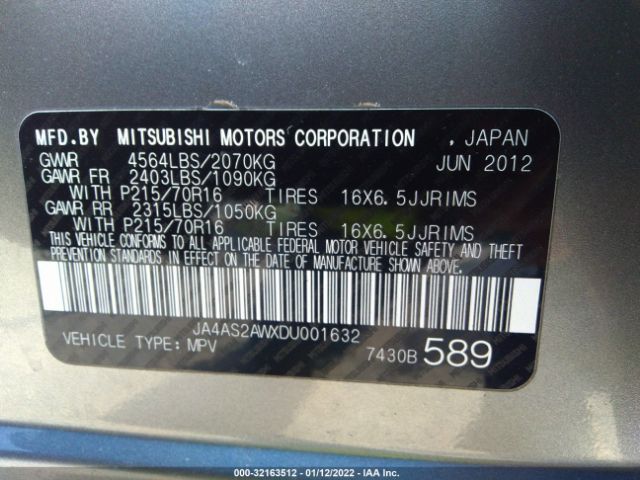 Photo 8 VIN: JA4AS2AWXDU001632 - MITSUBISHI OUTLANDER 