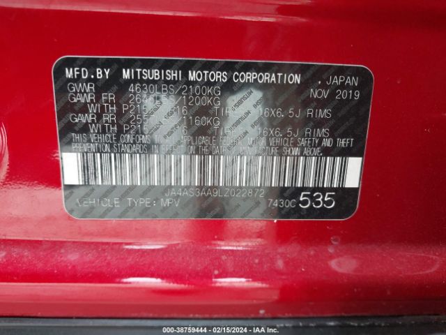 Photo 8 VIN: JA4AS3AA9LZ022872 - MITSUBISHI ECLIPSE CROSS 