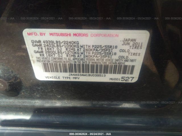 Photo 8 VIN: JA4AS3AW1BU039513 - MITSUBISHI OUTLANDER 