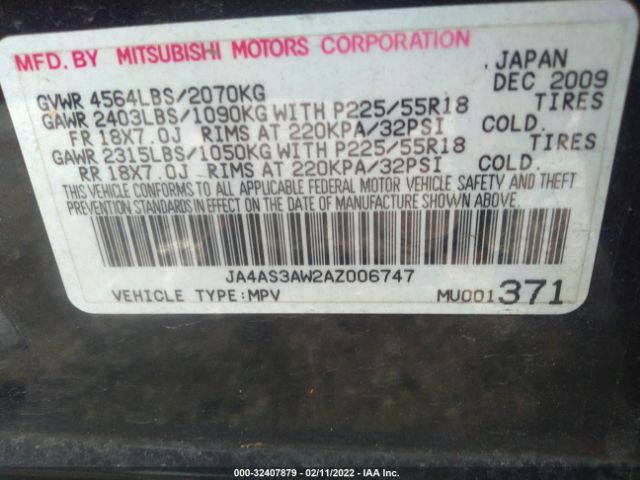 Photo 8 VIN: JA4AS3AW2AZ006747 - MITSUBISHI OUTLANDER 