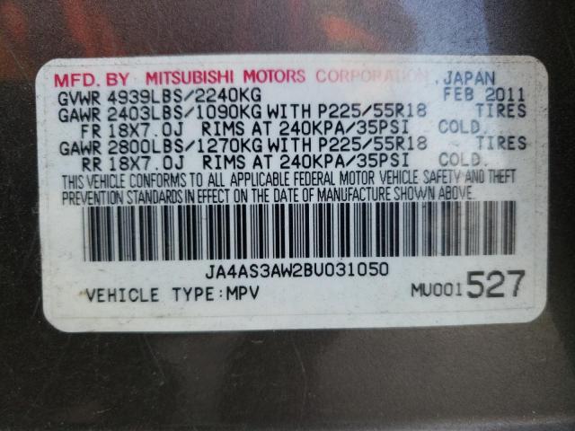 Photo 11 VIN: JA4AS3AW2BU031050 - MITSUBISHI OUTLANDER 