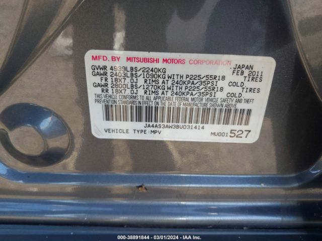 Photo 8 VIN: JA4AS3AW3BU031414 - MITSUBISHI OUTLANDER 