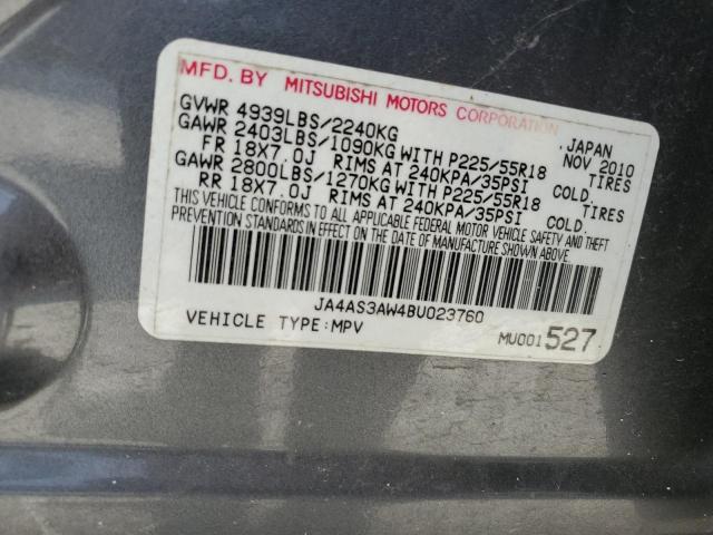 Photo 11 VIN: JA4AS3AW4BU023760 - MITSUBISHI OUTLANDER 