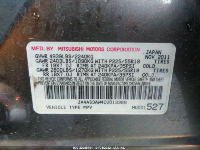 Photo 8 VIN: JA4AS3AW4CU013389 - MITSUBISHI OUTLANDER 