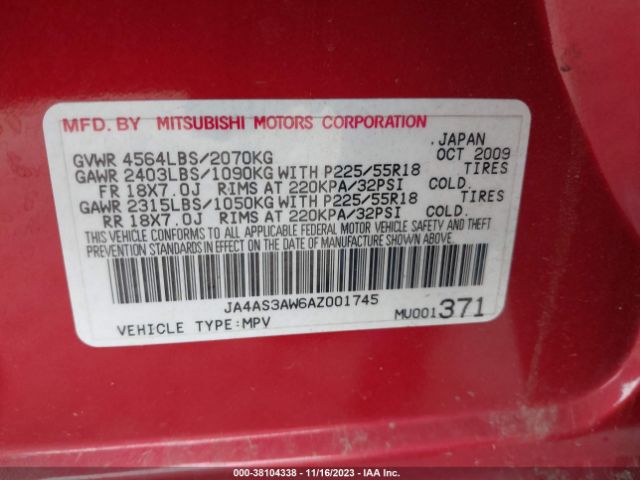 Photo 8 VIN: JA4AS3AW6AZ001745 - MITSUBISHI OUTLANDER 