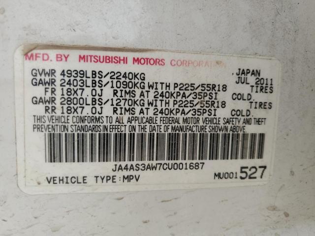 Photo 11 VIN: JA4AS3AW7CU001687 - MITSUBISHI OUTLANDER 