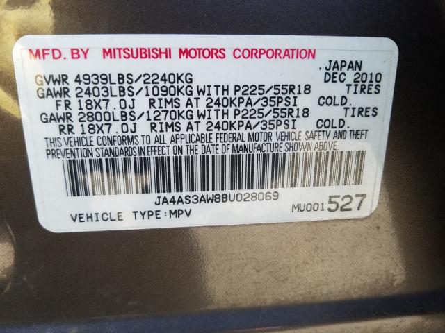 Photo 9 VIN: JA4AS3AW8BU028069 - MITSUBISHI OUTLANDER 