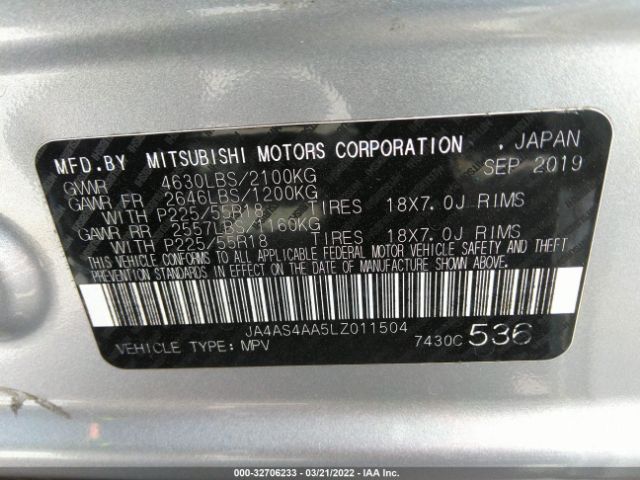 Photo 8 VIN: JA4AS4AA5LZ011504 - MITSUBISHI ECLIPSE CROSS 