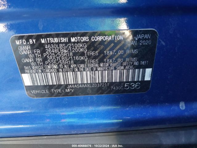 Photo 8 VIN: JA4AS4AAXLZ037211 - MITSUBISHI ECLIPSE CROSS 