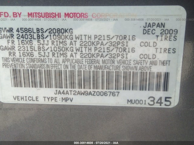 Photo 8 VIN: JA4AT2AW9AZ006767 - MITSUBISHI OUTLANDER 