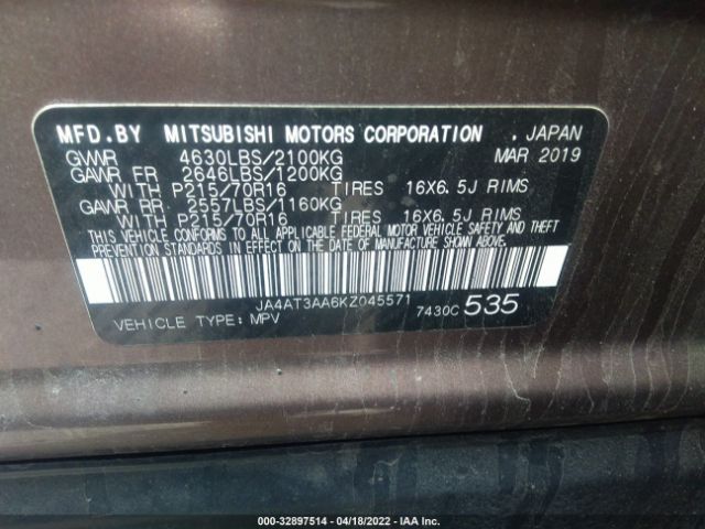 Photo 8 VIN: JA4AT3AA6KZ045571 - MITSUBISHI ECLIPSE CROSS 