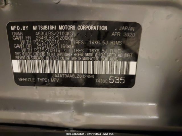 Photo 8 VIN: JA4AT3AA8LZ042494 - MITSUBISHI ECLIPSE CROSS 