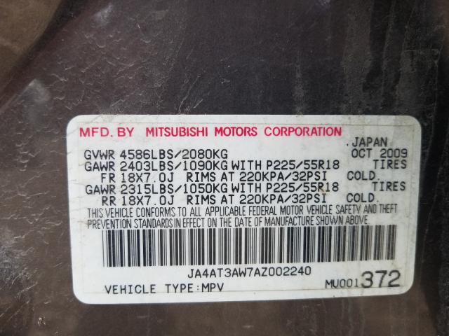 Photo 9 VIN: JA4AT3AW7AZ002240 - MITSUBISHI OUTLANDER 