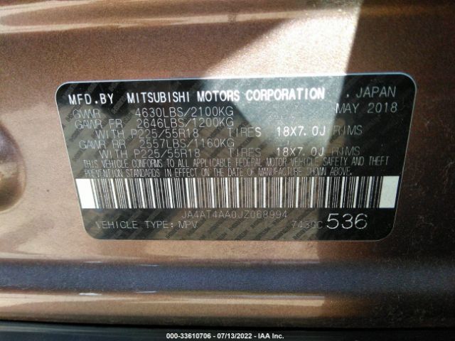 Photo 8 VIN: JA4AT4AA0JZ068994 - MITSUBISHI ECLIPSE CROSS 