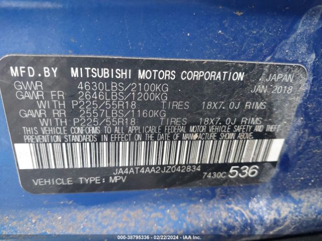 Photo 8 VIN: JA4AT4AA2JZ042834 - MITSUBISHI ECLIPSE CROSS 