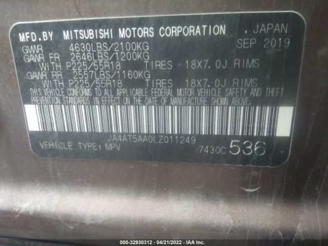 Photo 8 VIN: JA4AT5AA0LZ011249 - MITSUBISHI ECLIPSE CROSS 