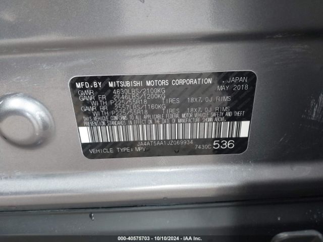 Photo 8 VIN: JA4AT5AA1JZ069934 - MITSUBISHI ECLIPSE CROSS 