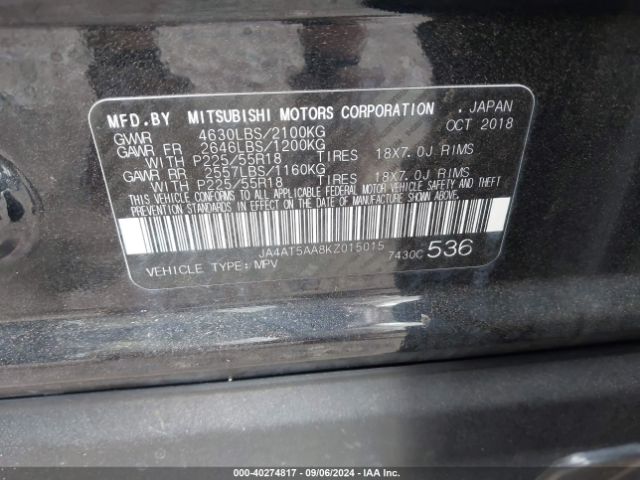 Photo 8 VIN: JA4AT5AA8KZ015015 - MITSUBISHI ECLIPSE CROSS 