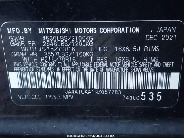 Photo 8 VIN: JA4ATUAA1NZ057783 - MITSUBISHI ECLIPSE CROSS 