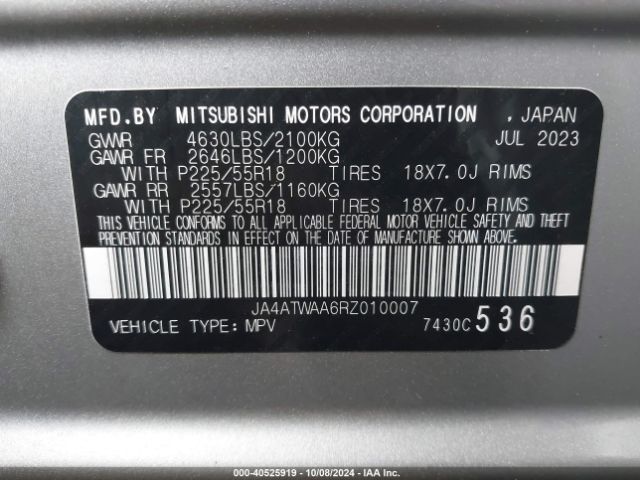 Photo 8 VIN: JA4ATWAA6RZ010007 - MITSUBISHI ECLIPSE CROSS 