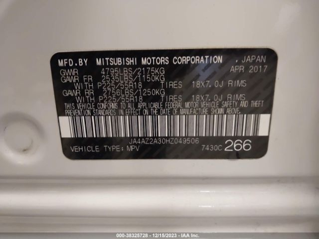 Photo 8 VIN: JA4AZ2A30HZ049506 - MITSUBISHI OUTLANDER 