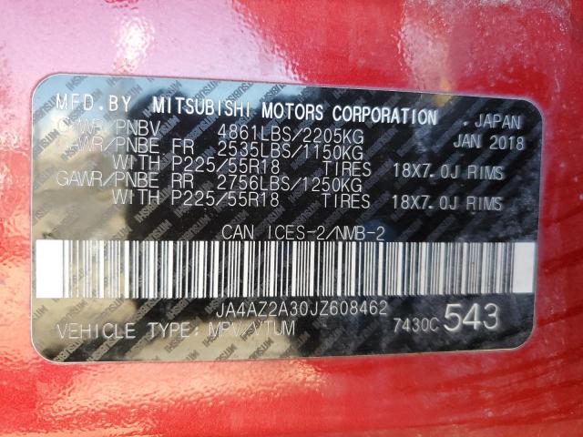 Photo 12 VIN: JA4AZ2A30JZ608462 - MITSUBISHI OUTLANDER 