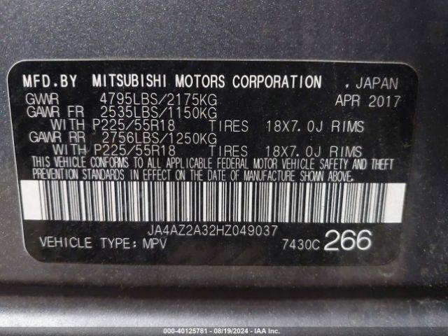 Photo 8 VIN: JA4AZ2A32HZ049037 - MITSUBISHI OUTLANDER 