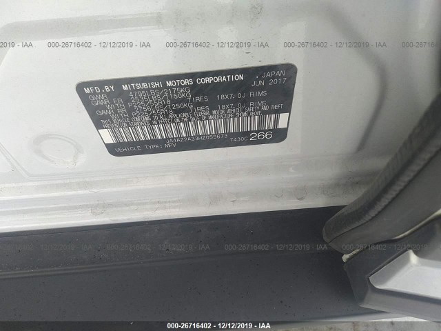 Photo 8 VIN: JA4AZ2A33HZ059673 - MITSUBISHI OUTLANDER 