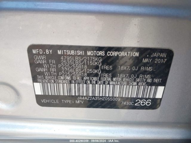 Photo 8 VIN: JA4AZ2A35HZ055009 - MITSUBISHI OUTLANDER 