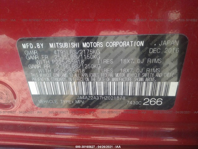 Photo 8 VIN: JA4AZ2A37HZ021878 - MITSUBISHI OUTLANDER 