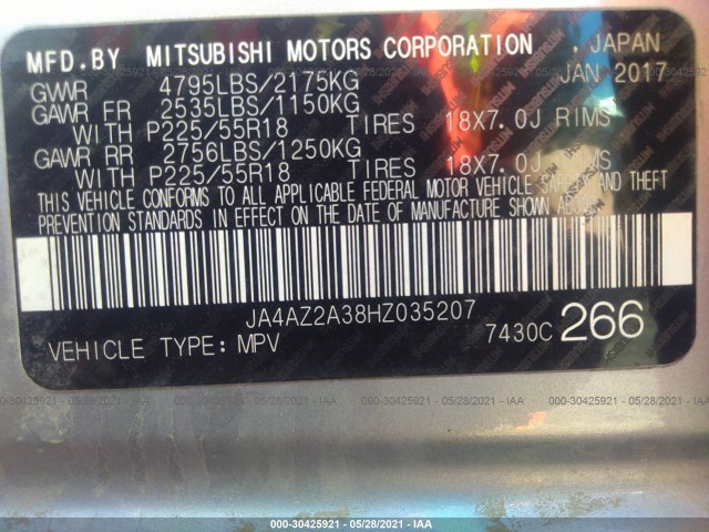 Photo 8 VIN: JA4AZ2A38HZ035207 - MITSUBISHI OUTLANDER 