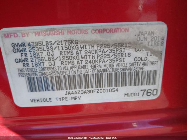 Photo 8 VIN: JA4AZ3A30FZ001054 - MITSUBISHI OUTLANDER 