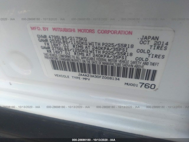 Photo 8 VIN: JA4AZ3A30FZ008134 - MITSUBISHI OUTLANDER 