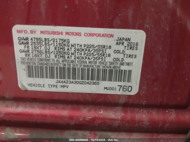 Photo 8 VIN: JA4AZ3A30GZ042365 - MITSUBISHI OUTLANDER 