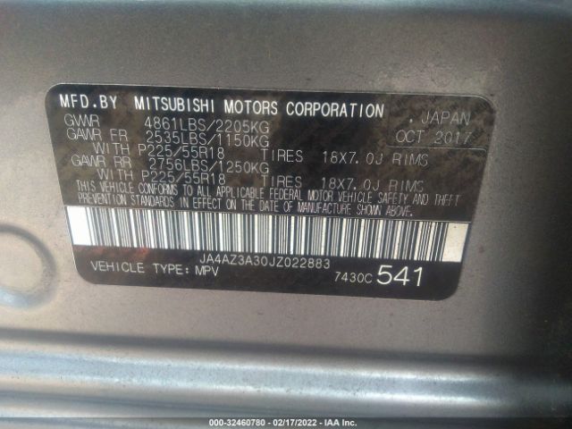 Photo 8 VIN: JA4AZ3A30JZ022883 - MITSUBISHI OUTLANDER 