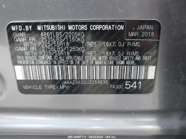 Photo 8 VIN: JA4AZ3A30JZ054636 - MITSUBISHI OUTLANDER 