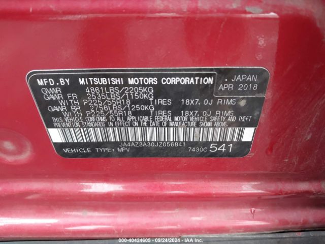 Photo 8 VIN: JA4AZ3A30JZ056841 - MITSUBISHI OUTLANDER 