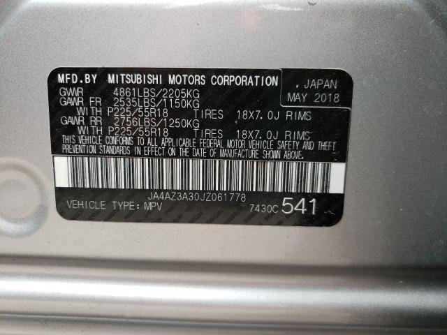 Photo 9 VIN: JA4AZ3A30JZ061778 - MITSUBISHI OUTLANDER 