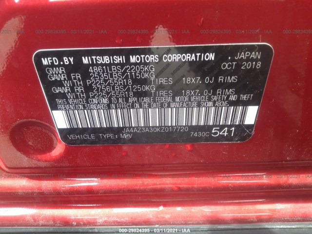 Photo 8 VIN: JA4AZ3A30KZ017720 - MITSUBISHI OUTLANDER 