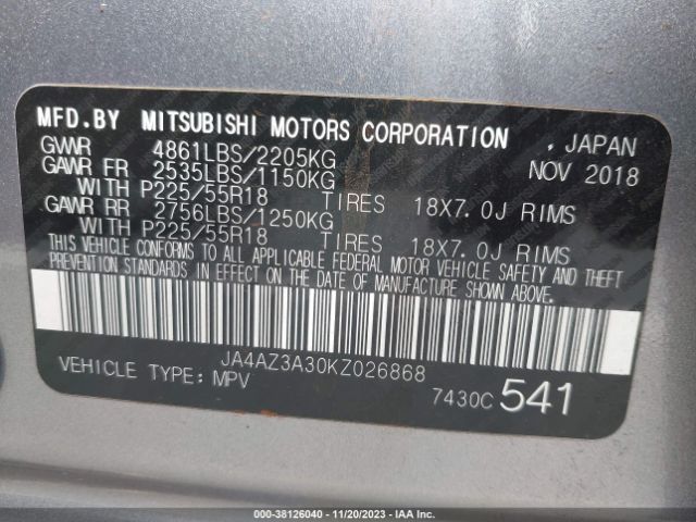 Photo 8 VIN: JA4AZ3A30KZ026868 - MITSUBISHI OUTLANDER 