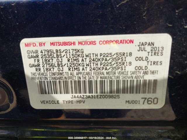 Photo 8 VIN: JA4AZ3A31EZ009825 - MITSUBISHI OUTLANDER 