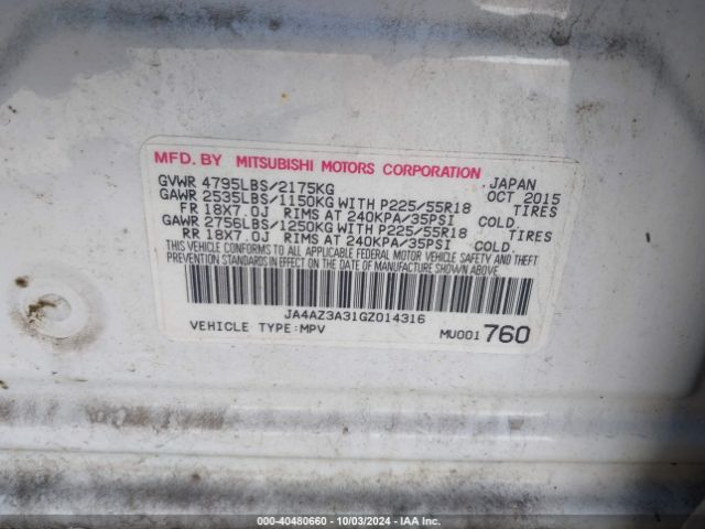 Photo 8 VIN: JA4AZ3A31GZ014316 - MITSUBISHI OUTLANDER 